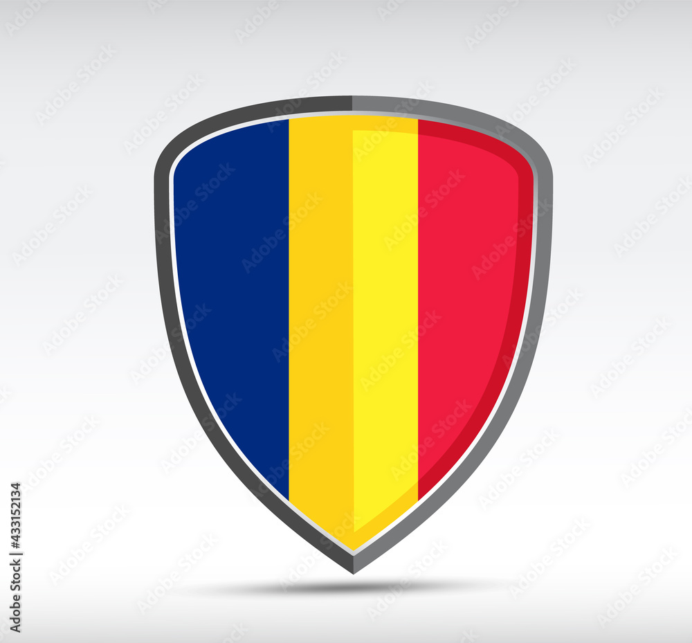 Fototapeta premium Shield icon with state flag of Romania