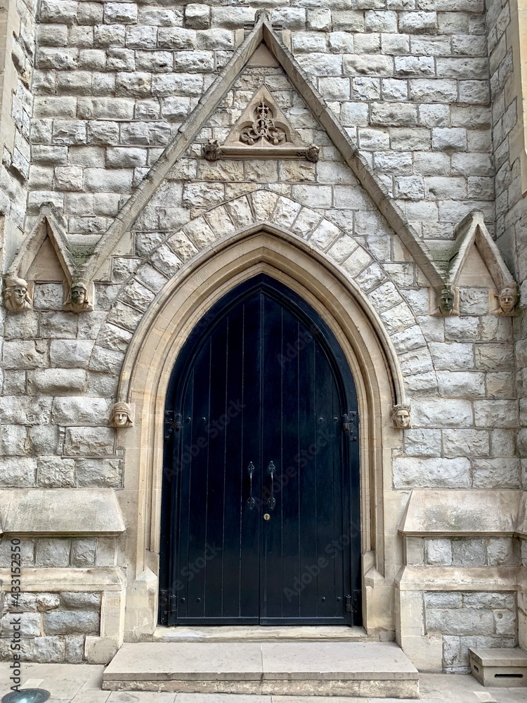 LONDON, UNITED KINGDOM - 09.05.2021. Entrance to St Yeghiche Armenian Church in South Kensington and Chelsea.