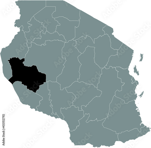 Black highlighted location map of the Tanzanian Katavi region inside gray map of the United Republic of Tanzania photo