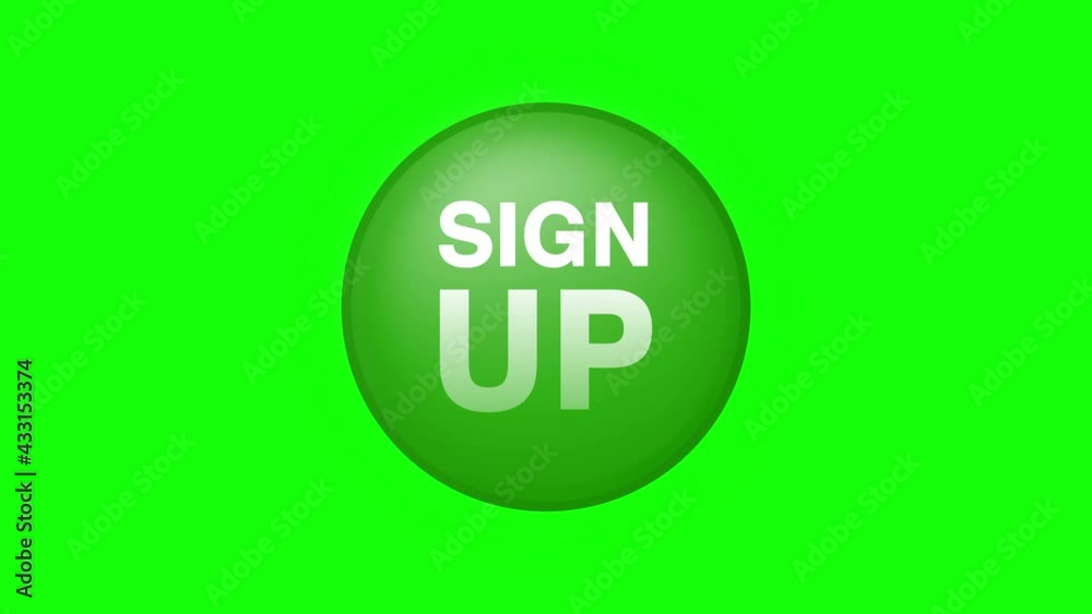Sign Up Button Click Animation on Black Background and Green Screen Sign Up Button Click Animation on Black Background and Green Screen