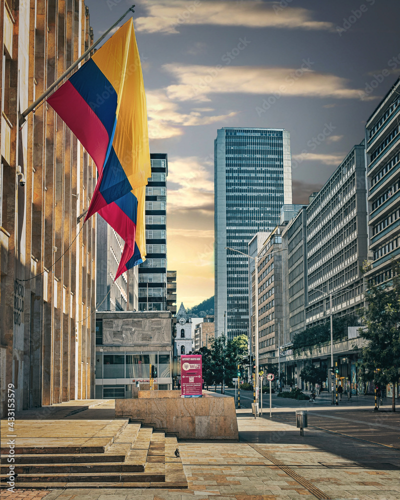 Cityscape of the city of Bogota, Colombia located in South America