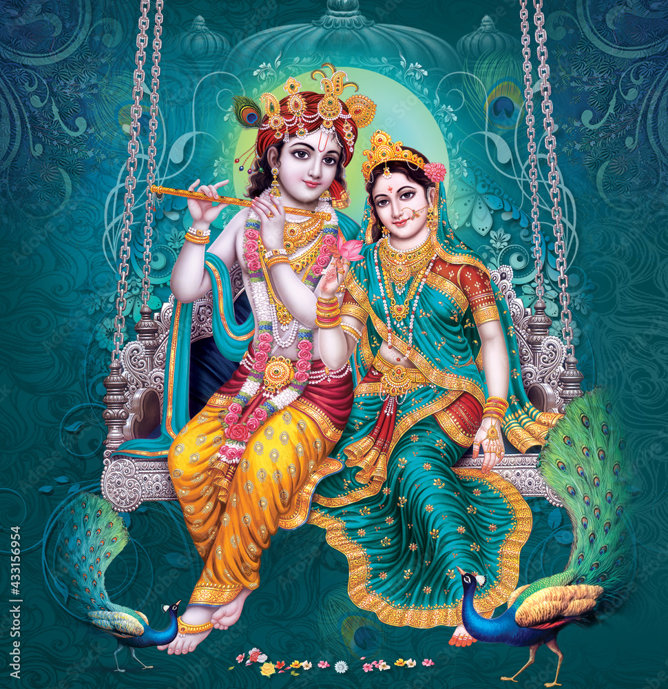 High-Resolution Indian God Radha Krishna Illustrations, Digital ...