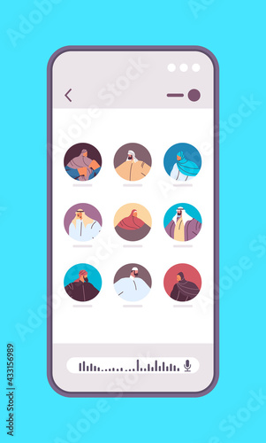 arabic people communicating in instant messengers by voice messages audio chat application online communication
