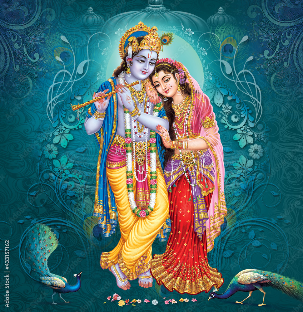 Fotografia High-Resolution Indian God Radha Krishna Illustrations, Digital  Paintings - Kup na 