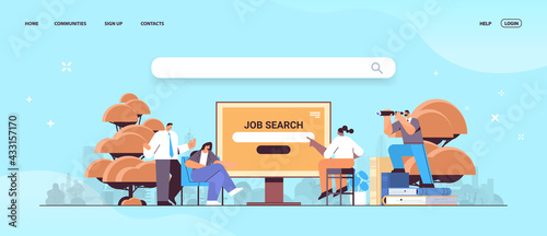 job search recruitment headhunting in social network mix race employees looking for job horizontal
