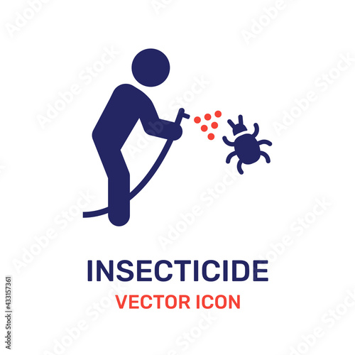 Spraying insecticide to exterminate bugs and insects icon vector