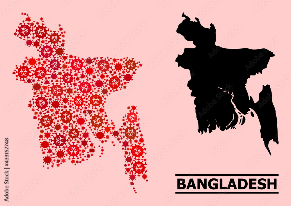 Vector covid composition map of Bangladesh organized for medicare ...