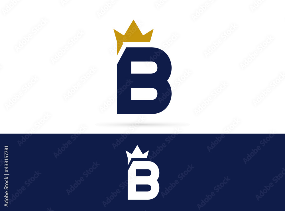 Letter B crown logo design. Vector combination of king crown and letter Letter B crown logo design. Vector combination of king crown and letter