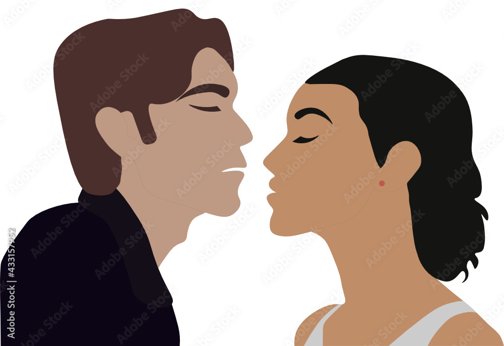 pareja de enamorados a punto de besarse, beso. fondo transparente pareja de enamorados a punto de besarse, beso. fondo transparente