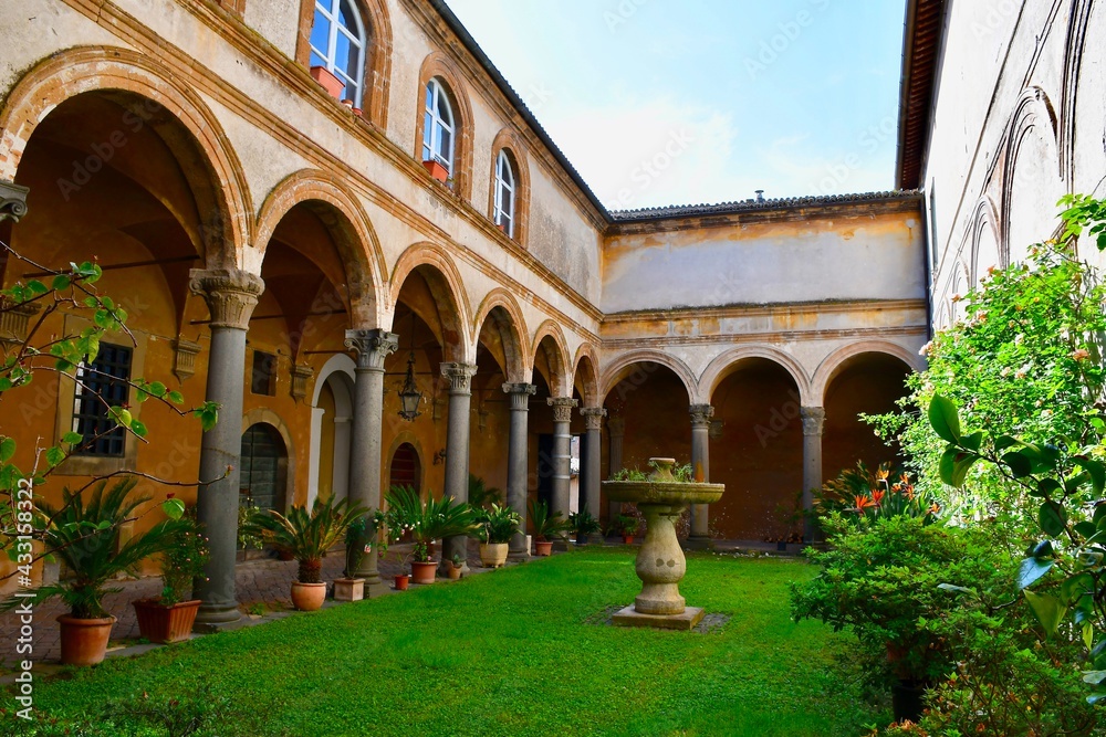 Cloister Courtyard in Tuscany Italy