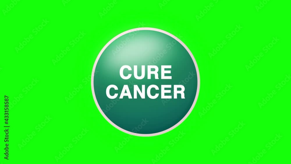 Cure Cancer Text Button Click Animation on Black Background and Green Screen Cure Cancer Text Button Click Animation on Black Background and Green Screen