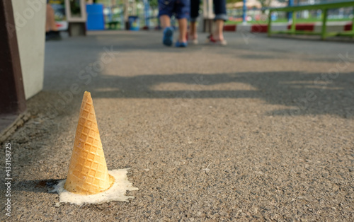 fallen ice cream on walking street