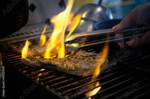 meat on the fire