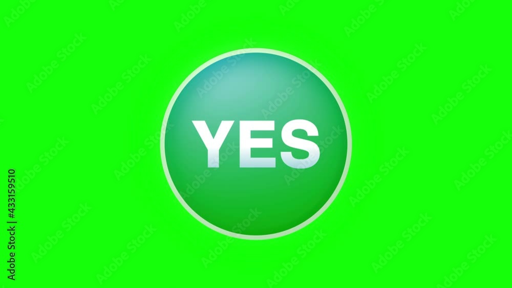 Yes Button Click Animation on Black Background and Green Screen Yes Button Click Animation on Black Background and Green Screen