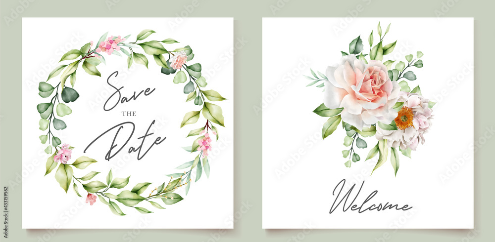 watercolor floral invitation card template