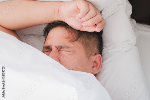person sleeping in bed