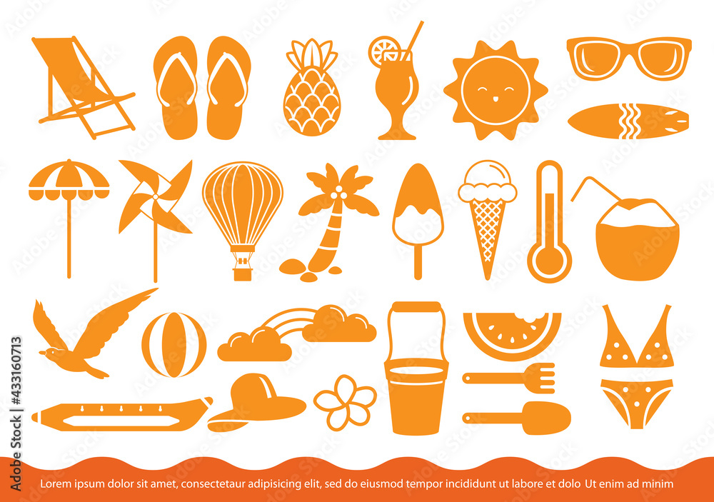 Set of Summer Icon Vector Illustration Set of Summer Icon Vector Illustration