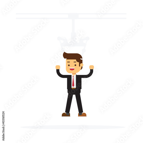 Robotic claw clutching a business man