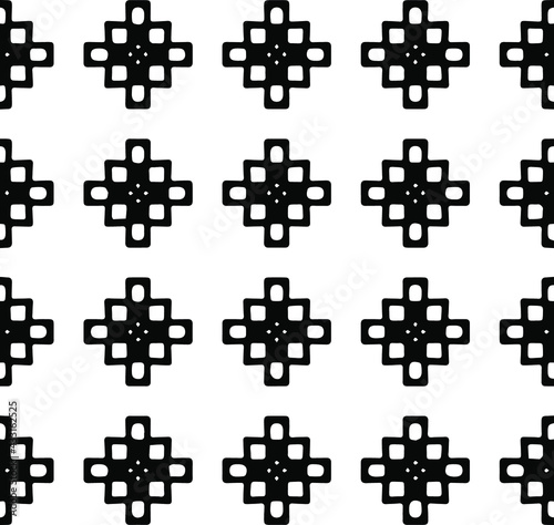  Geometric vector pattern with Black and white colors. Seamless abstract ornament for wallpapers and backgrounds.