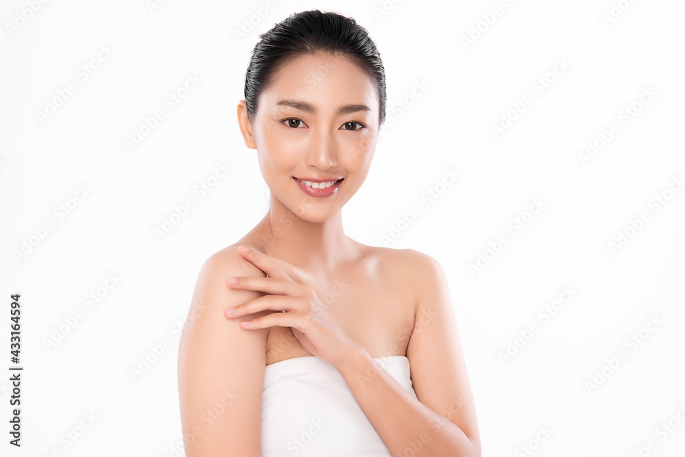 Beautiful young asian woman with clean fresh skin on white background, Face care, Facial treatment, Cosmetology, beauty and spa, Asian women portrait Beautiful young asian woman with clean fresh skin on white background, Face care, Facial treatment, Cosmetology, beauty and spa, Asian women portrait