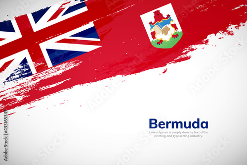 Brush painted grunge flag of Bermuda country. Hand drawn flag style of Bermuda. Creative brush stroke concept background