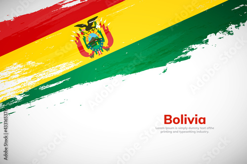 Brush painted grunge flag of Bolivia country. Hand drawn flag style of Bolivia. Creative brush stroke concept background