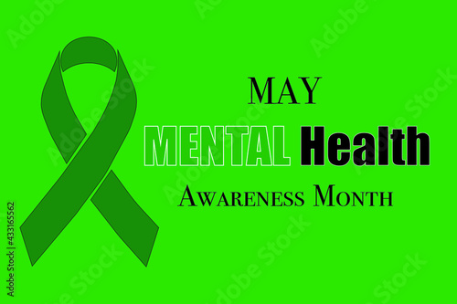 Green Mental Health May Awareness Ribbon Vector Background for medical awareness concepts