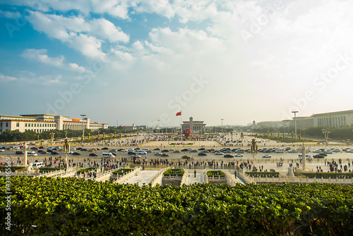 The Tiananmen Square, a city square in the centre of Beijing, China, named after the Tiananmen located to its north, separating it from the forbidden city.