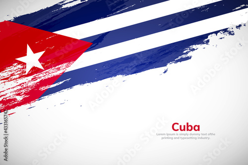 Brush painted grunge flag of Cuba country. Hand drawn flag style of Cuba. Creative brush stroke concept background