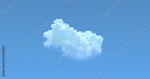 single cumulus on blue sky isolated - nature 3D illustration
