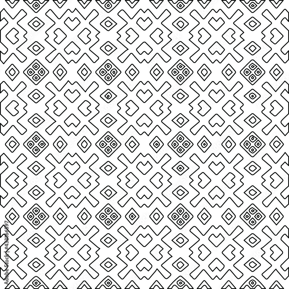 Geometric vector pattern with Black and white colors. abstract ornament for wallpapers and backgrounds.