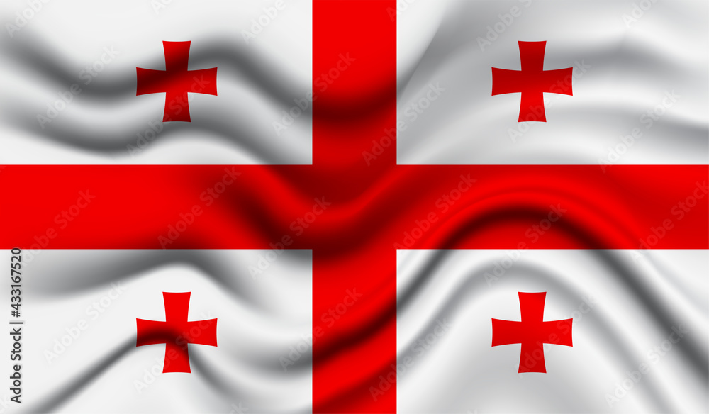 Abstract waving flag of Georgia with curved fabric background. Creative realistic waving flag of Georgia vector background Abstract waving flag of Georgia with curved fabric background. Creative realistic waving flag of Georgia vector background