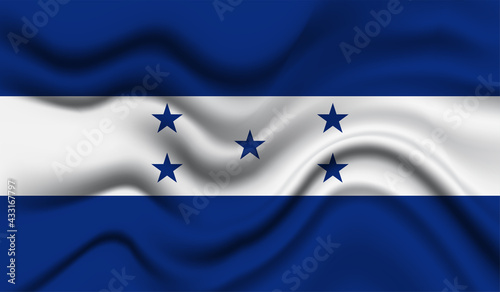 Abstract waving flag of Honduras with curved fabric background. Creative realistic waving flag of Honduras vector background