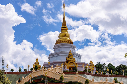 Phra Maha Chedi Thepnimittham At Phra That Santitham Temple in Village Mae Salong Nok, Chiang Rai province, Thailand.