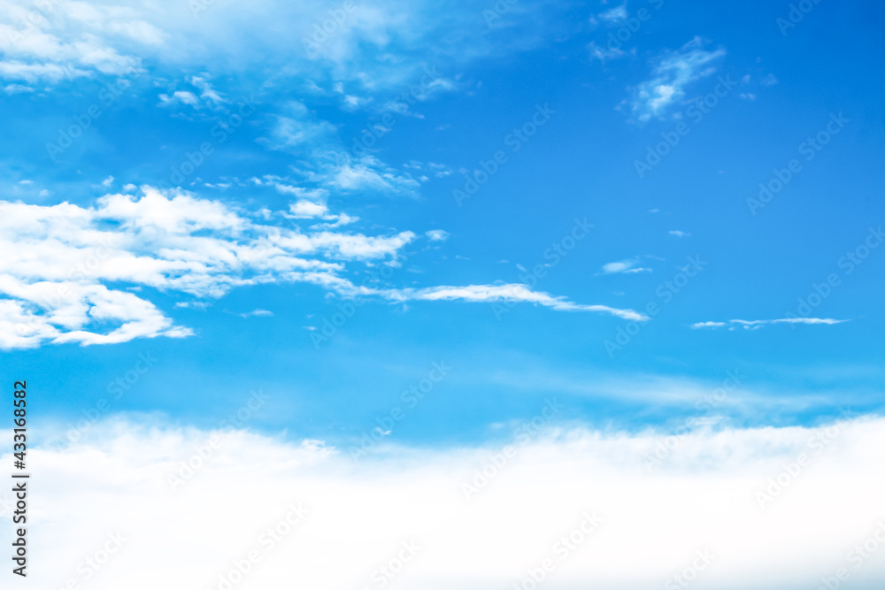 White clouds vast blue sky nature summer background and space