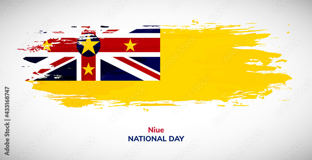 Happy national day of Niue. Brush flag of Niue vector illustration. Abstract watercolor national flag background