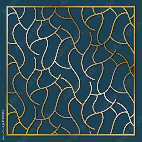 Abstract lines pattern for laser cutting. Universal greeting card, laser cut panel. Vector illustration. Square 1 to1.