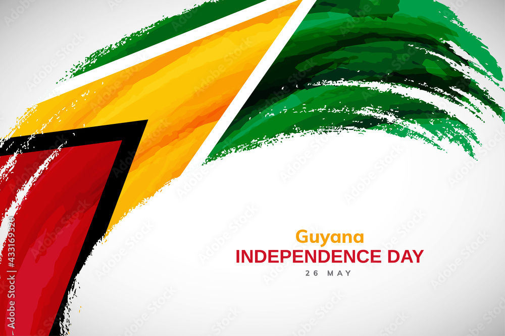 Happy independence day of Guyana with watercolor brush stroke flag ...