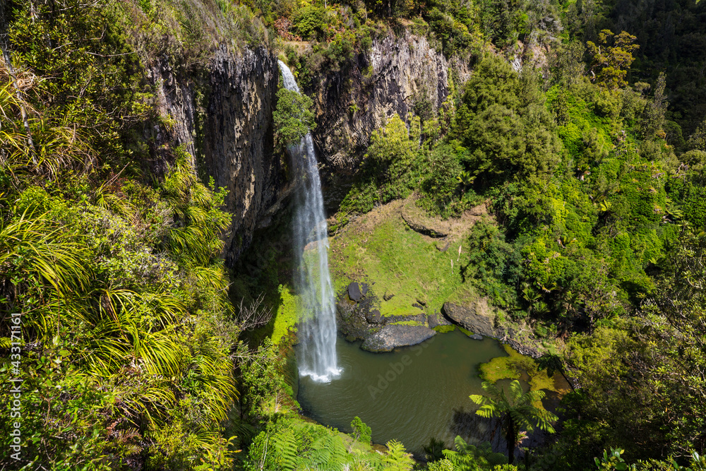New Zealand waterfall - obrazy, fototapety, plakaty 