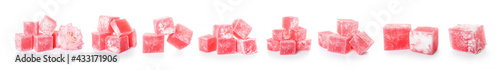 Tasty Turkish delight on white background