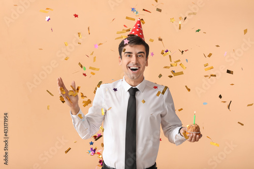 Happy man celebrating birth...