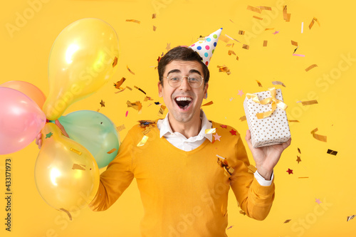 Happy man celebrating birth...