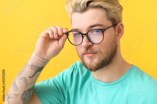 Young man wearing eyeglasse...
