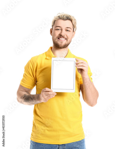 Young man with tablet compu...