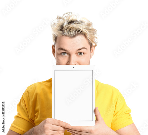 Young man with tablet compu...