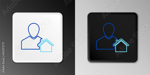 Line Realtor icon isolated on grey background. Buying house. Colorful outline concept. Vector