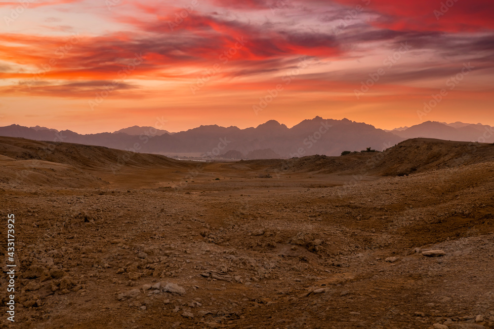 Beautiful sunset in the Sinai desert, Egypt. Beautiful sunset in the Sinai desert, Egypt.