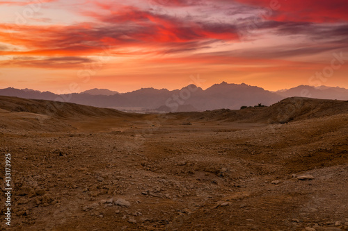 Beautiful sunset in the Sinai desert, Egypt.