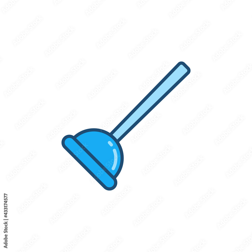 Plunger vector concept blue modern icon or sign Plunger vector concept blue modern icon or sign