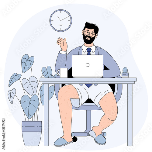 Businessman video conference from home
